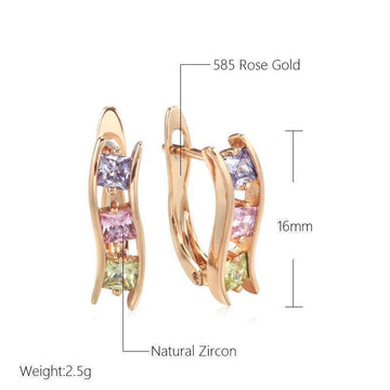 Bright Square Filled 14K Rose Gold AAA Zircon Diamonds Earrings for Women - Trendy Creative Daily Jewellery